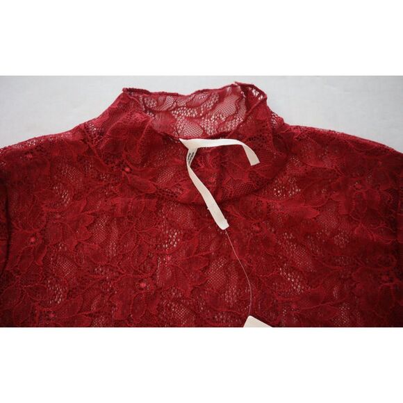 Anthropologie OB1565992 Women's Sz M Red Lace Layering Mock Neck L/S Top - Picture 3 of 7